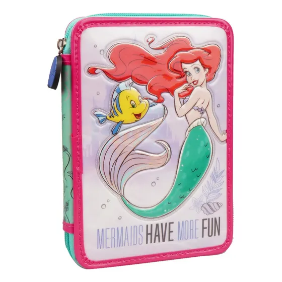 Cartuchera 1 Piso Disney Ariel Sirenita Pvc Con Utiles Orig