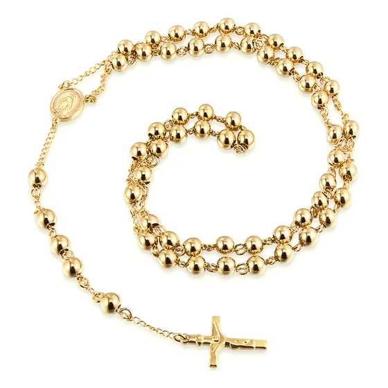 Terço Catolico Banhado A Ouro 18k 60cm Masculino E Feminino