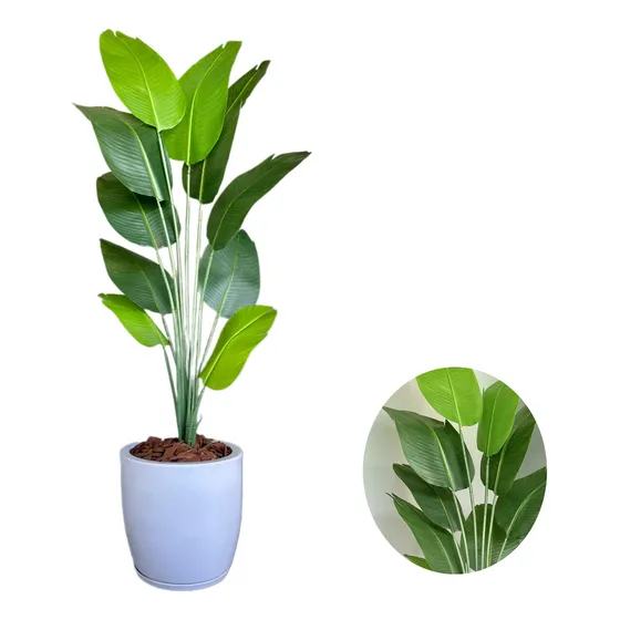 Bananeira Artificial Grande 10 Folhas Com Vaso Bojo Completo