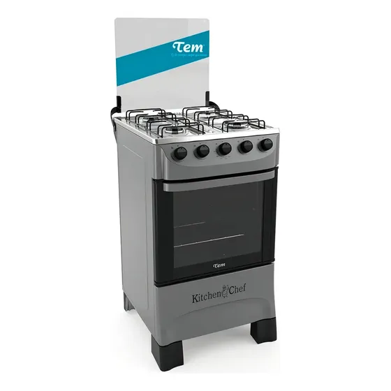 Cocina Tem Kitchen Chef glp color plateado con puerta con visor | Cuotas sin interés