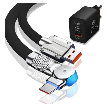 Cabo Usb De Carregamento Celular Tipo C E 240w Adaptador