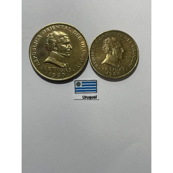 Moeda 5 E 10 Centésimos 1960, Ur 153 Uruguai