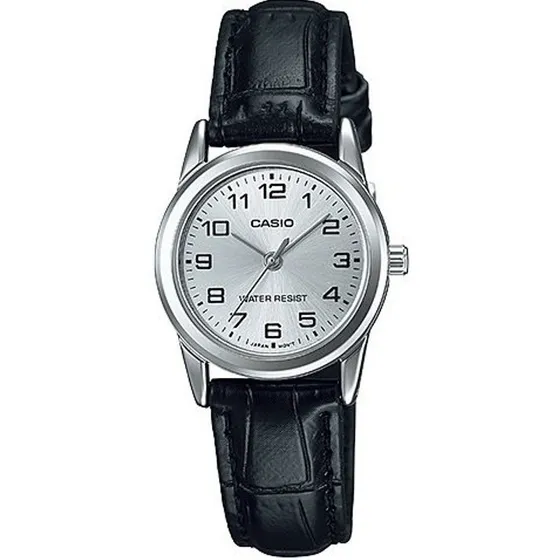 Reloj Casio Ltpv001 Mujer Correa Piel Fondo Plateado LTP-V001L-7B