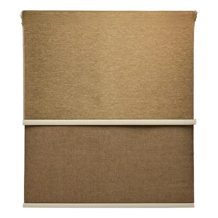 Cortina Roller Blackout 2 Paño 100x240 Doble Con Visillo Cafe Claro Sin Cenefa Guiza