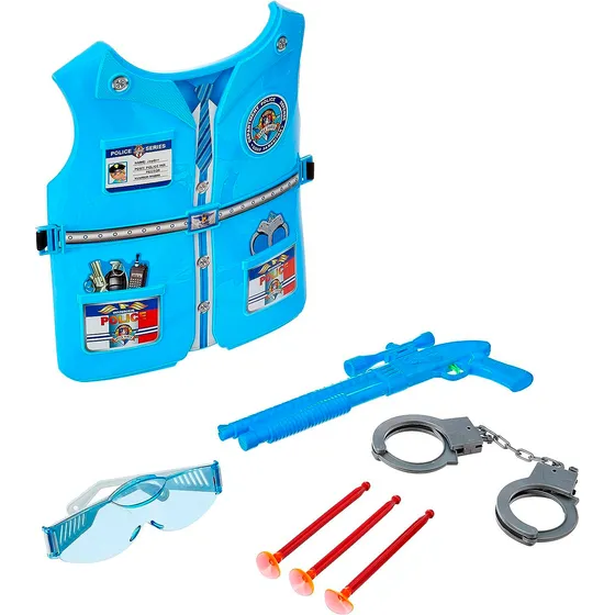 Arminha Lançador Kit Policial Infantil Colete 6 Acessórios