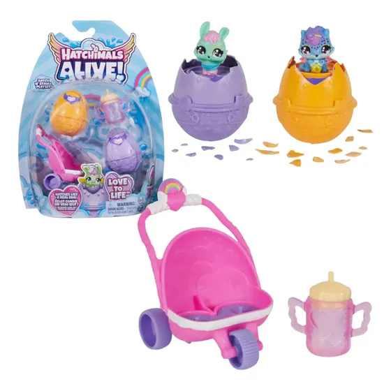 Juguete Coche Hatchimals Con 2 Huevos Mamadera Y Accesorios
