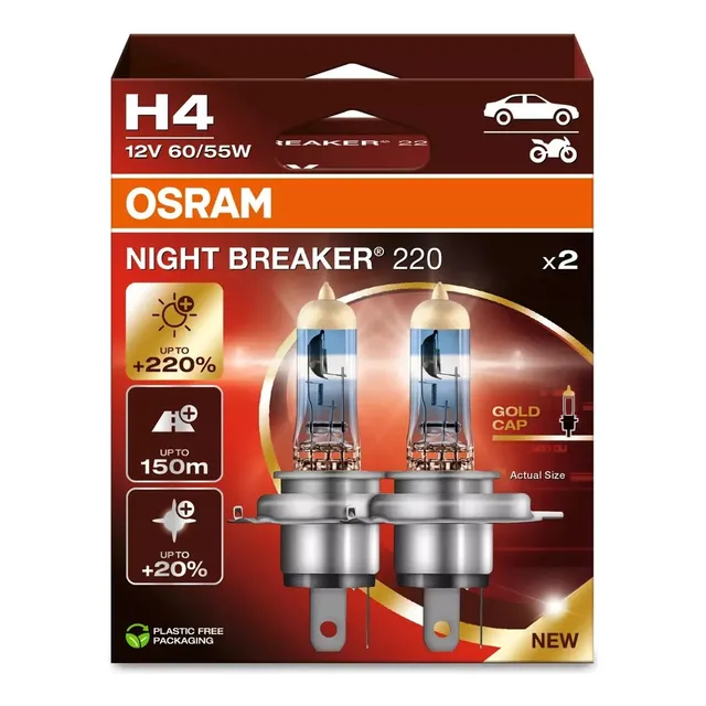 Osram H4 Night Breaker 220 12v 60/55w Original 220% + Luz