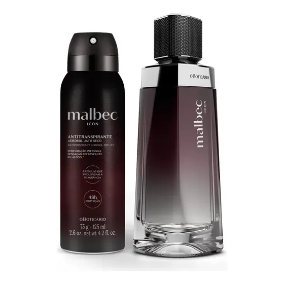 Dia Dos Pais Malbec Icon: Colônia 100ml + 75g/125ml Acompanha Sacola Personalizada Mais Adesivo Presente Diferenciada Volume Da Unidade 100 Fl Oz