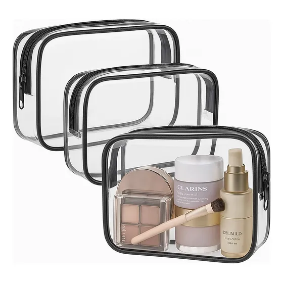 3 Cosmetiquera Impermeable Neceseres Maquillaje Transparente