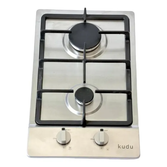 Anafe a gas acero 2 hornallas Kudu KU-AG301-SS color plateado