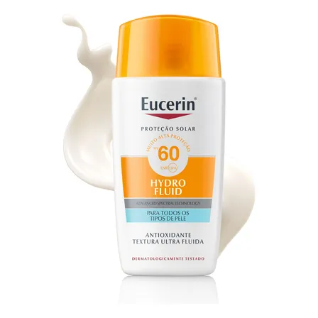 Eucerin Protetor Solar Facial Ultra Fluido Fps 60 50ml, Hydro Fluid, Antioleosidade, Antioxidante, Rosto, Proteção Uva, Uvb E Luz Visível