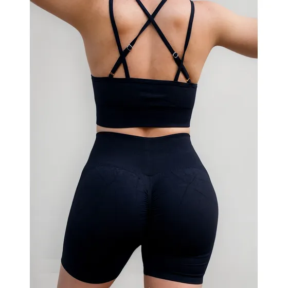 Conjunto Deportivo Top+short Push Up Frunce Calidad Importad