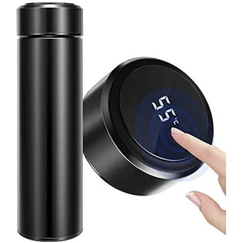 Termo Digital 480 Ml De Acero Inoxidable Color Negro Color Negro