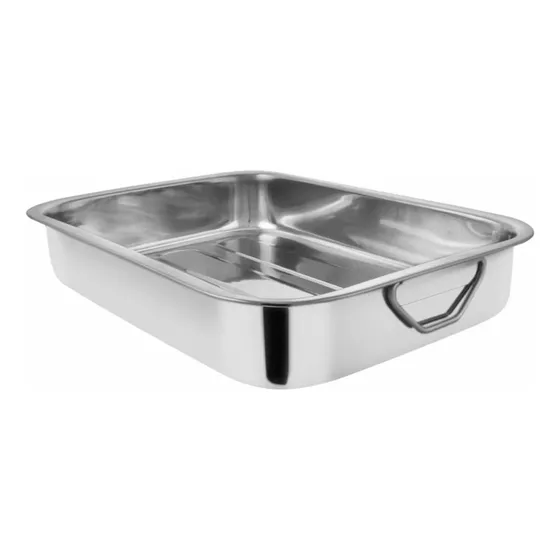 Bandeja Rectangular De Servicio Acero Inoxidable 35x25cm Color Plateado