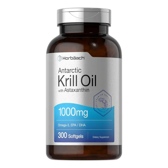 Krill Oil Horbaach 1000 Mg 300 Softgels Omega 3 Astaxanthin Sin Sabor