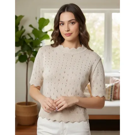 Blusa Slim Feminina Tricot Manga Curta