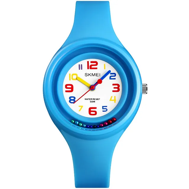 Reloj Niño Skmei De Agujas Celeste Resiste 3atm Mod 1386