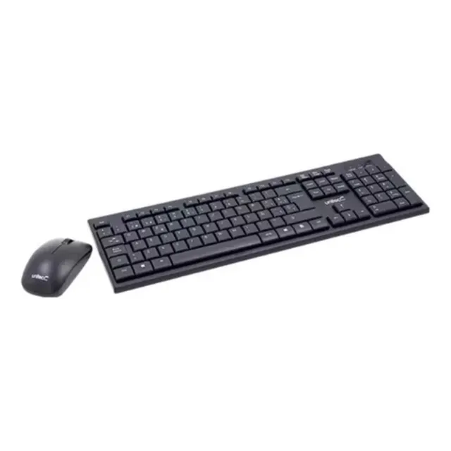 Combo Teclado Mouse Inalámbrico Negro Delgado Unitec
