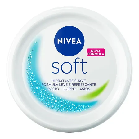 NIVEA Creme Hidratante Soft 48g, Hidratação Suave 48h, Fórmula Leve e Refrescante, Rápida Absorção, Corporal e Facial