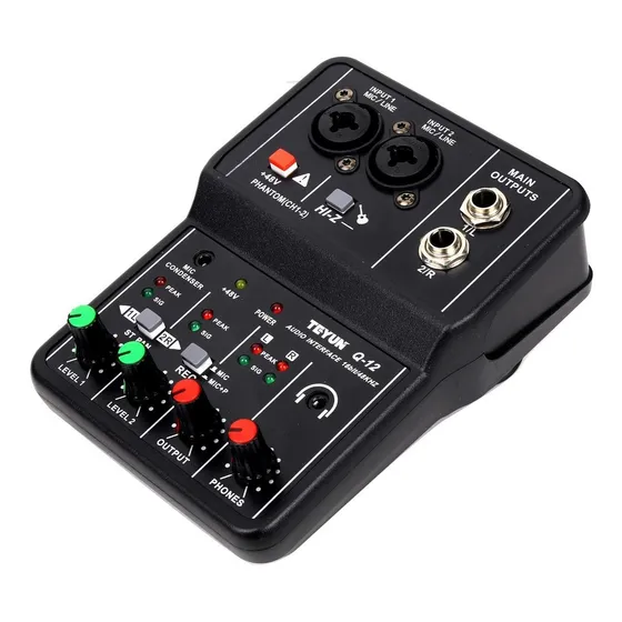 Mesa Mixer Interface De Áudio Teyun Q12 Cor Preto 5V