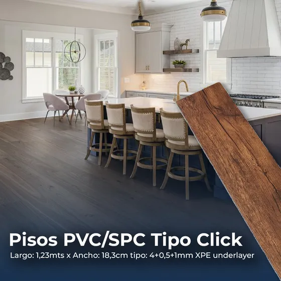 Pisos Flotantes Click Spc Pvc Vinil 5,5mm Roble Nórdico Mts2