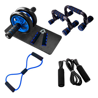 Kit Rodillo Abdominal Barras Push-up Cuerda Ejercitador Mano Kit Rodillo Abdominal Barras Push-up Cuerda Ejercitador Mano
