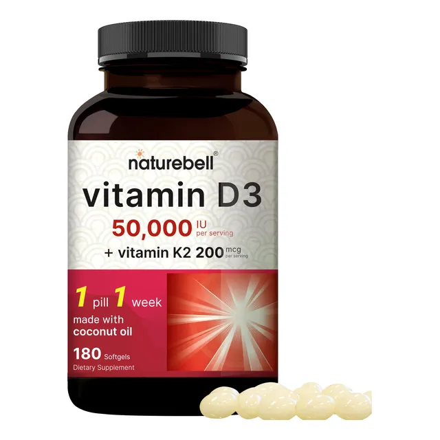 Suplemento Naturebell De Vitamina D3 De 50 000 Ui Con K2 200
