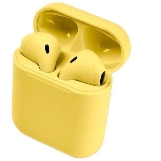 Auriculares in-ear inalámbricos i12 TWS amarillo con luz amarillo LED