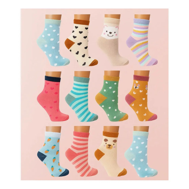 Kit 12 Pares Meias Infantil Feminina Menina Criança Premium Sortidas Animal Print 8-10 Kit 12 Pares Meias Infantil Feminina Menina Criança Premium Sortidas Animal Print 8-10