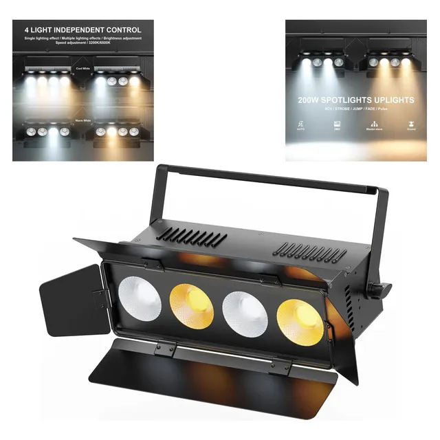 Focos Con Barn Gate Blanco Cálido Y Frío 200w Cob 4 En 1 Led