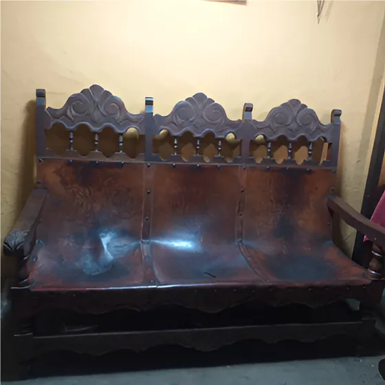 Muebles Coloniales De Madera Tallada Y Cuero Vintage (fotos)