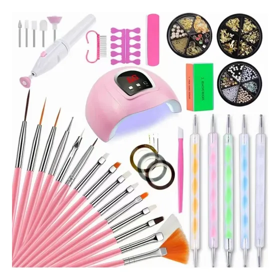 Kit De Uñas Lámpara Quanna Led Con Lámpara Uv Portátil mini Juego De Herramientas De Manicura Juego De Arte De Uñas Taladro Eléctrico Para Uñas 54w18
