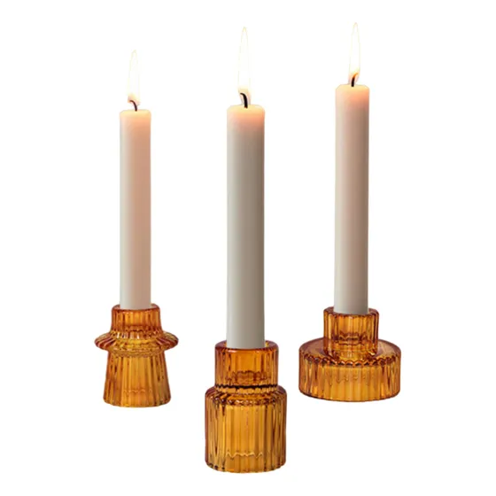 Pack X3 Candelabro Portavela De Vidrio Soporte Decoración