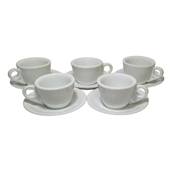 Juego De 5 Tazas Para Cafe En Porcelana Blanca