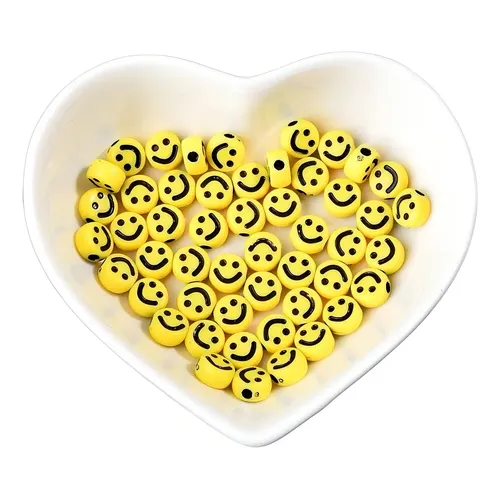 50 Peças Miçanga Infantil Carinha Smile Sorriso-10mm -binbin Cor