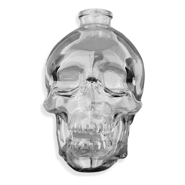 Licorera Botella De Vidrio Transparente Forma Calavera 750ml