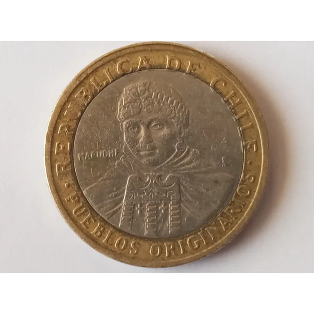 Moneda 100 Chile Error Acuñación Letras Sobre Pasan Anillo