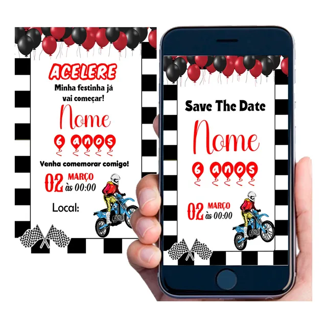 Convite Digital Mais Save The Date Aniversário Qualquer Tema