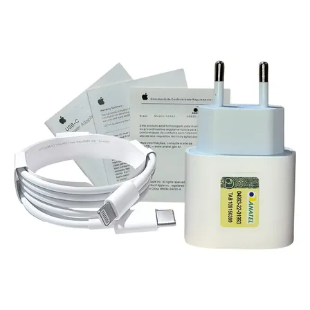 Carregador 20w Apple + Cabo Tipo C Lightning (1m) Original