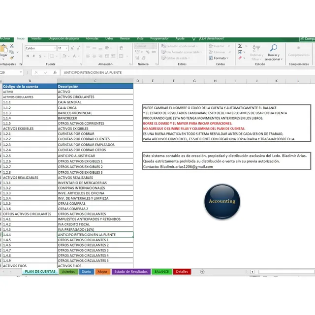 Sistema Contable En Excel