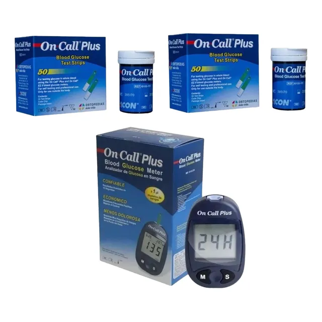 Glucometro On Call Plus + Tiras Reactivas X 100 Unidades