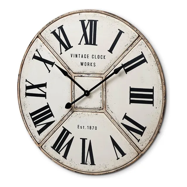 37  Reloj Pared Industrial Redondo Metal Blanco 36.4  W X 2 