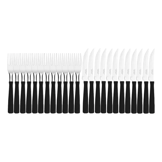 Set Juego Cubiertos Tramontina Negro Tenedor Cuchillo X24