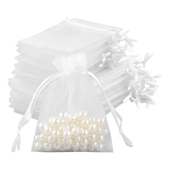 Pack 100 Bolsas Organza Tela Blanca 7x9 Cm Color Blanco