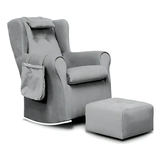 Sillon De Living 1 Cuerpo Mecedor Chenille Ecocuero - Carla Color Negro