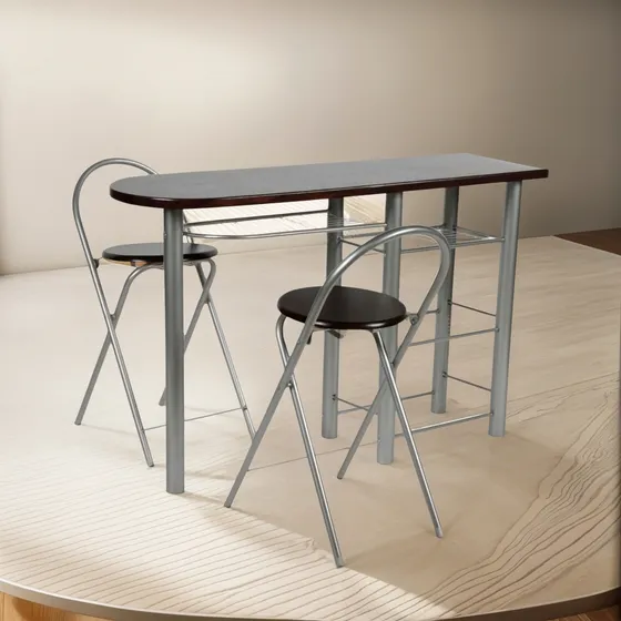 Set Mesa + 2 Sillas Plegables Comedor Auxiliar 120x40cm