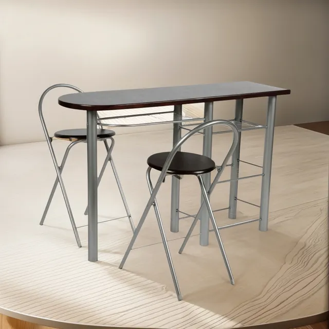 Set Mesa + 2 Sillas Plegables Comedor Auxiliar 120x40cm