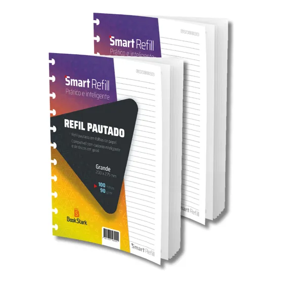Kit 2 Refil Pautado Caderno Inteligente 200 Folhas 11 Discos