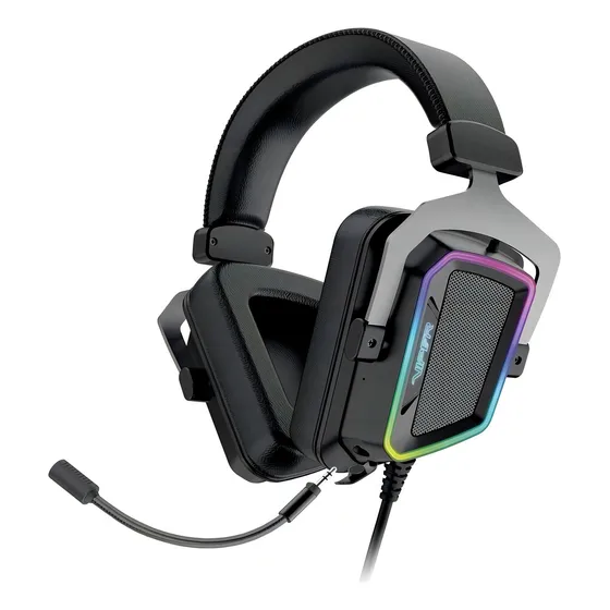 Fone de ouvido removível Patriot Gamer Viper V380 7.1 Rgb Mic, cor: preto, turquesa claro