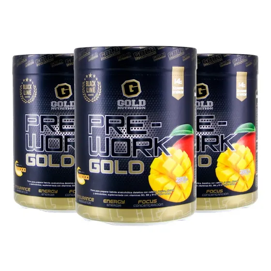 Pre Work Gold Nutrition Pre Entrenamiento Pack X 3